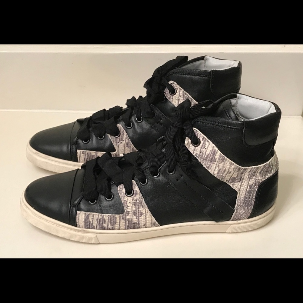 Lanvin Leather Snake High Top Sneaker - Picture 2 of 9
